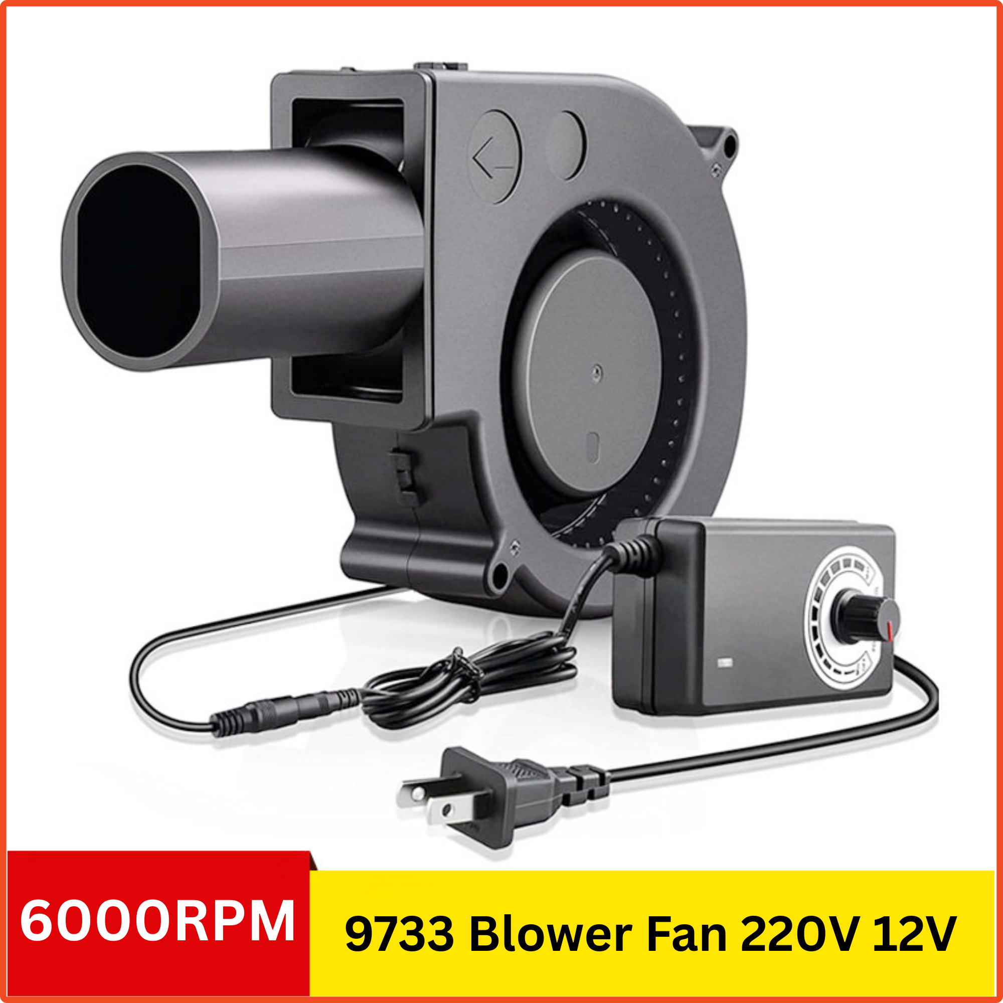 12V 9733 Turbo Blower Fan 6000RPM High Speed Cooling Fan with Regulator